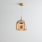 Cognac Glas Pendel - Rund Hængelampe