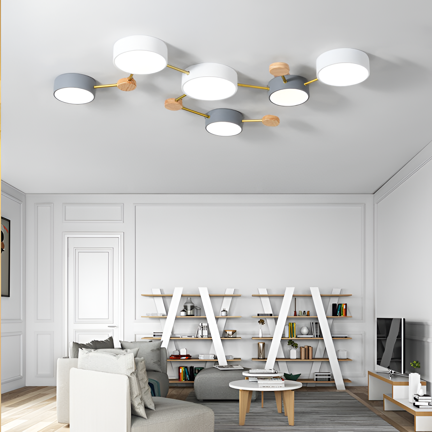 Minimalistisk indbygget lampe i massivt træ – skandinavisk stil