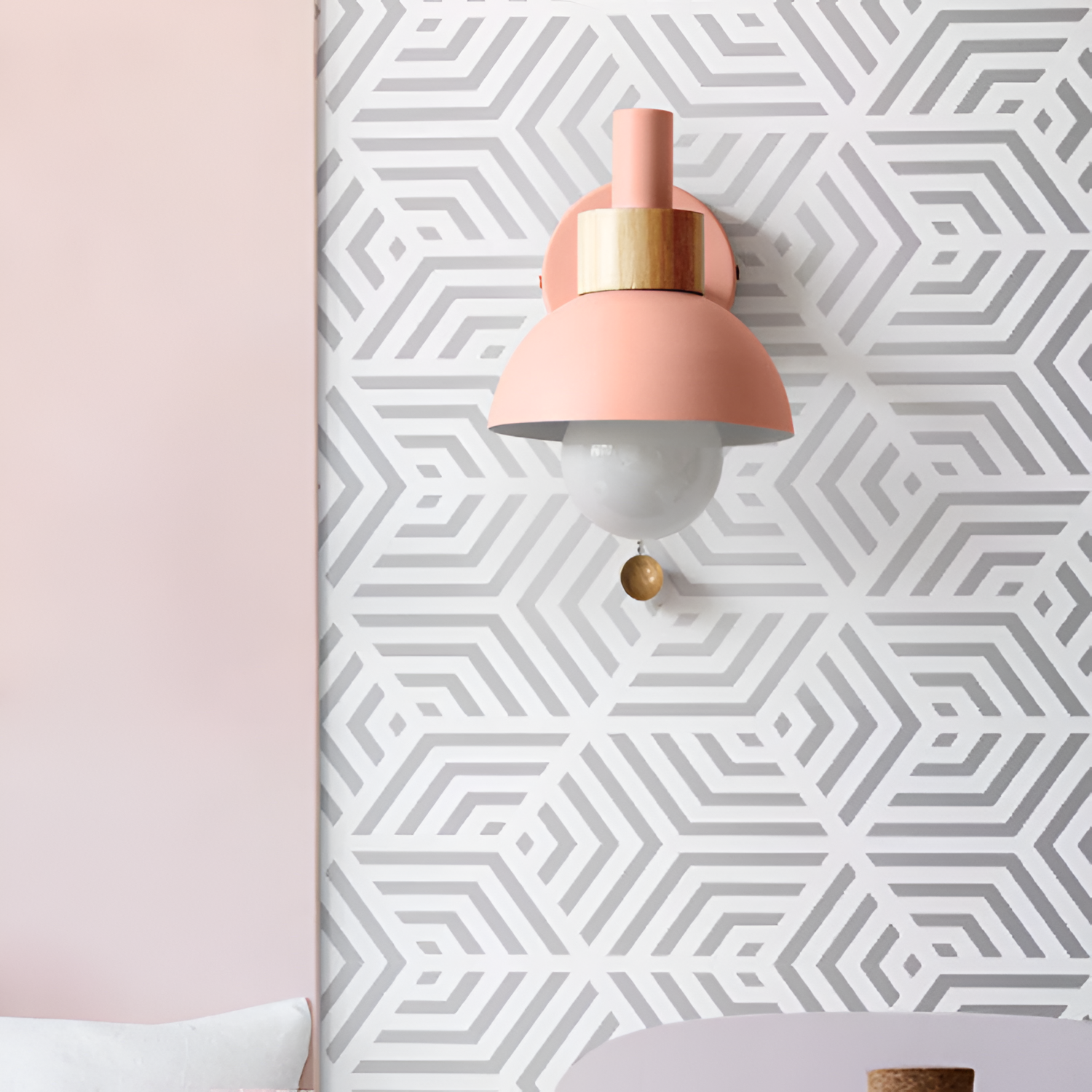 Minimalistisk Macaron-væglampe – trækafbryder