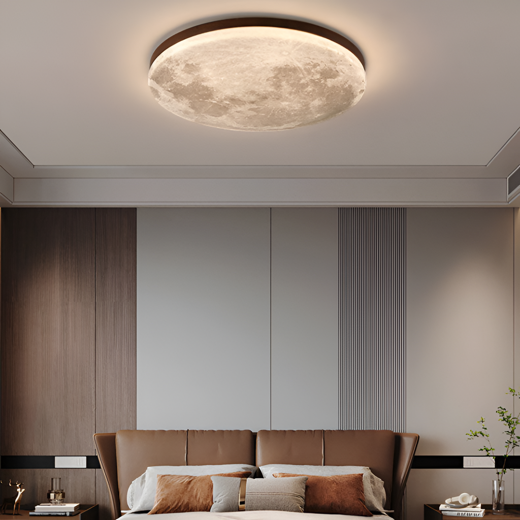 Minimalistisk loftslampe i måneform – indbygget