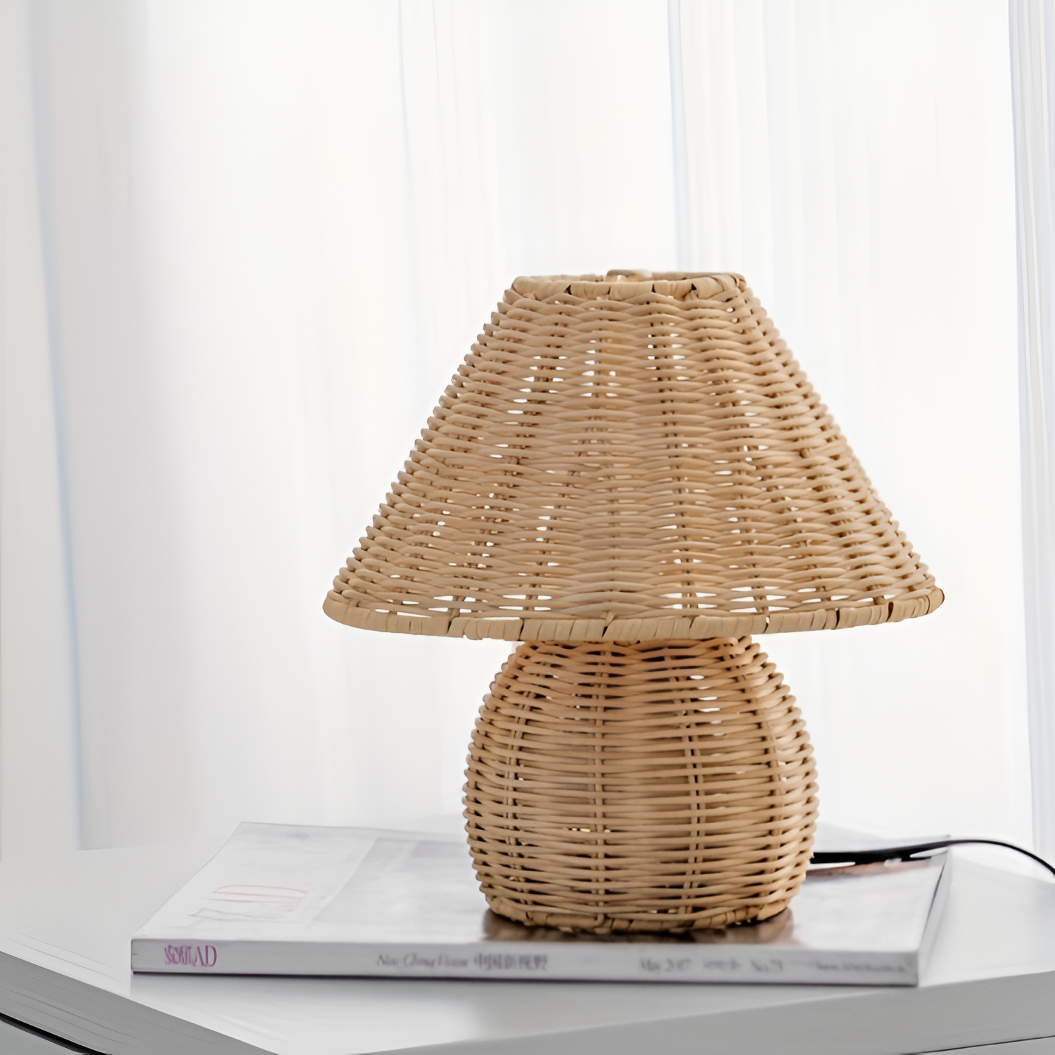 Vævet Bambus Svampelampe - USB Drevet Bordlampe