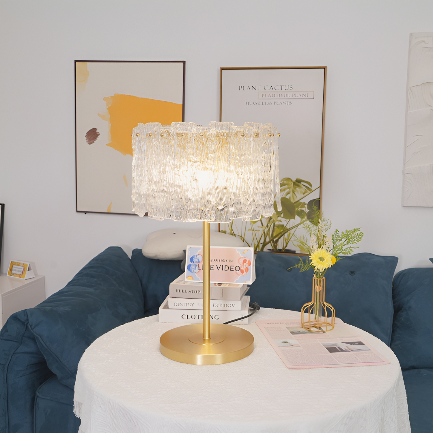 Tekstureret Frostet Bordlampe - Abstrakt