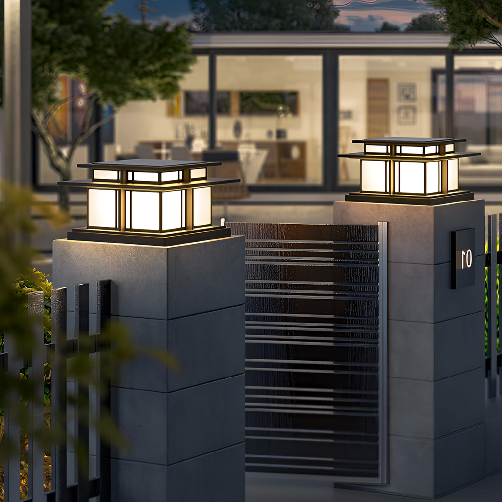 Zen-stil Solcellelampe til Søjle - Minimalistisk