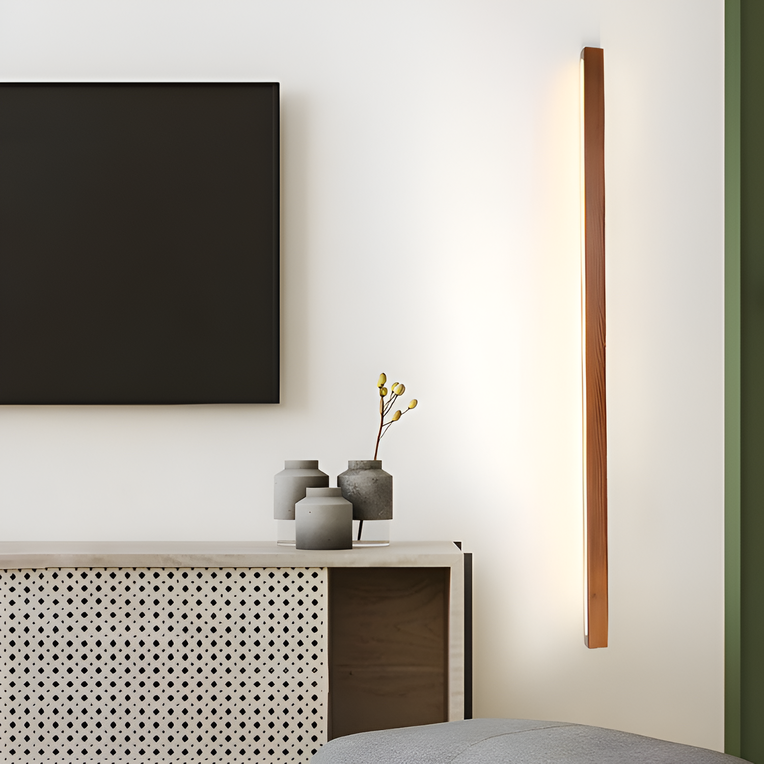 Lineær Træ Geometrisk Væglampe - Minimalistisk
