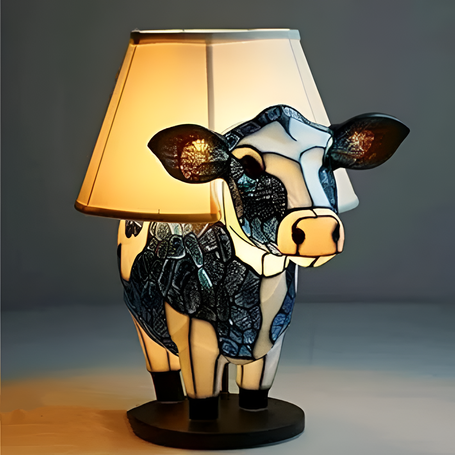 Kunstnerisk Led-natlampe Med Hundemosaik – Dekorativ