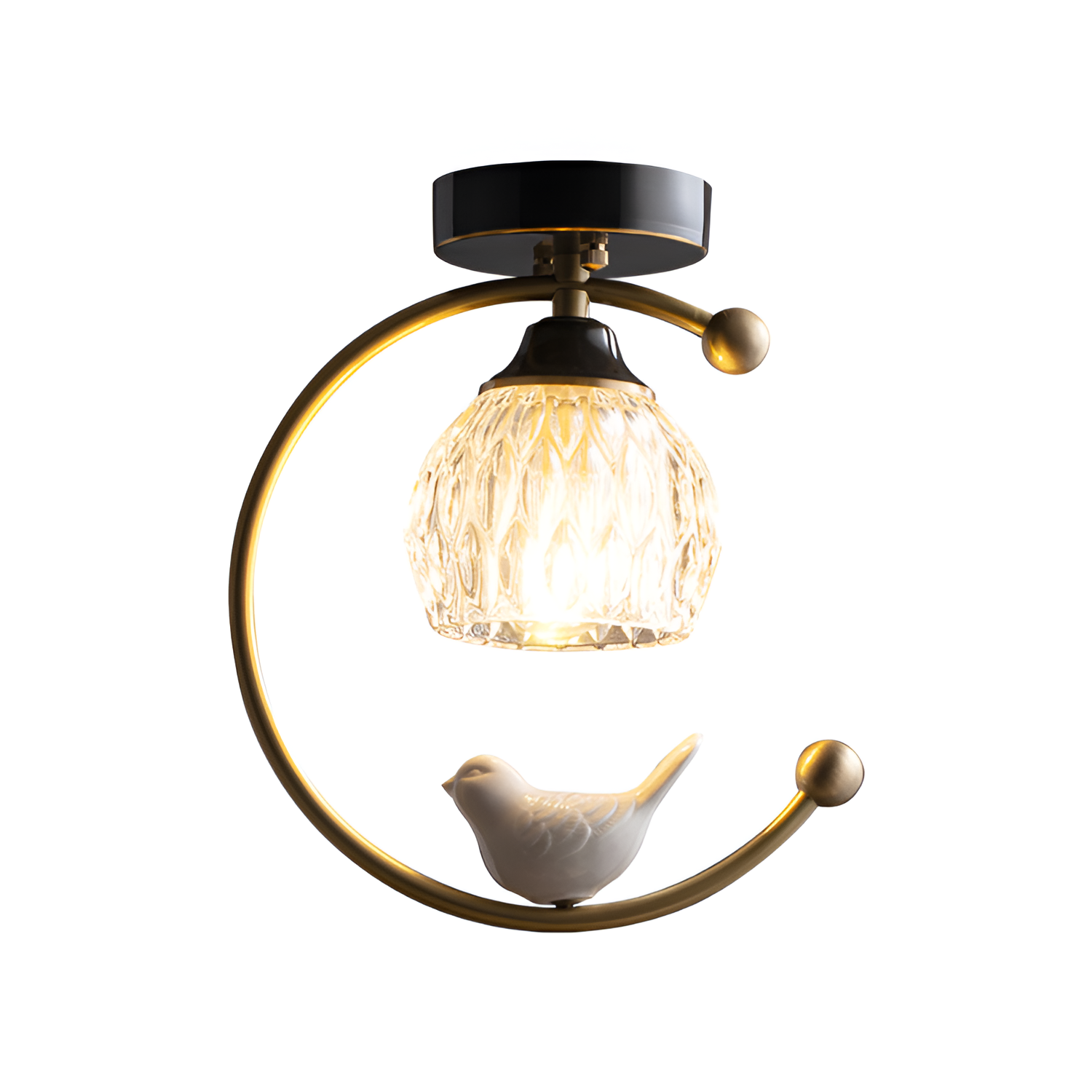Crescent-figur med struktureret loftlampe – lysdæmpbar
