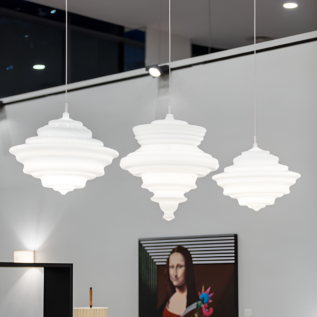 Skulpturel Rillet Glaspendel - Minimalistisk
