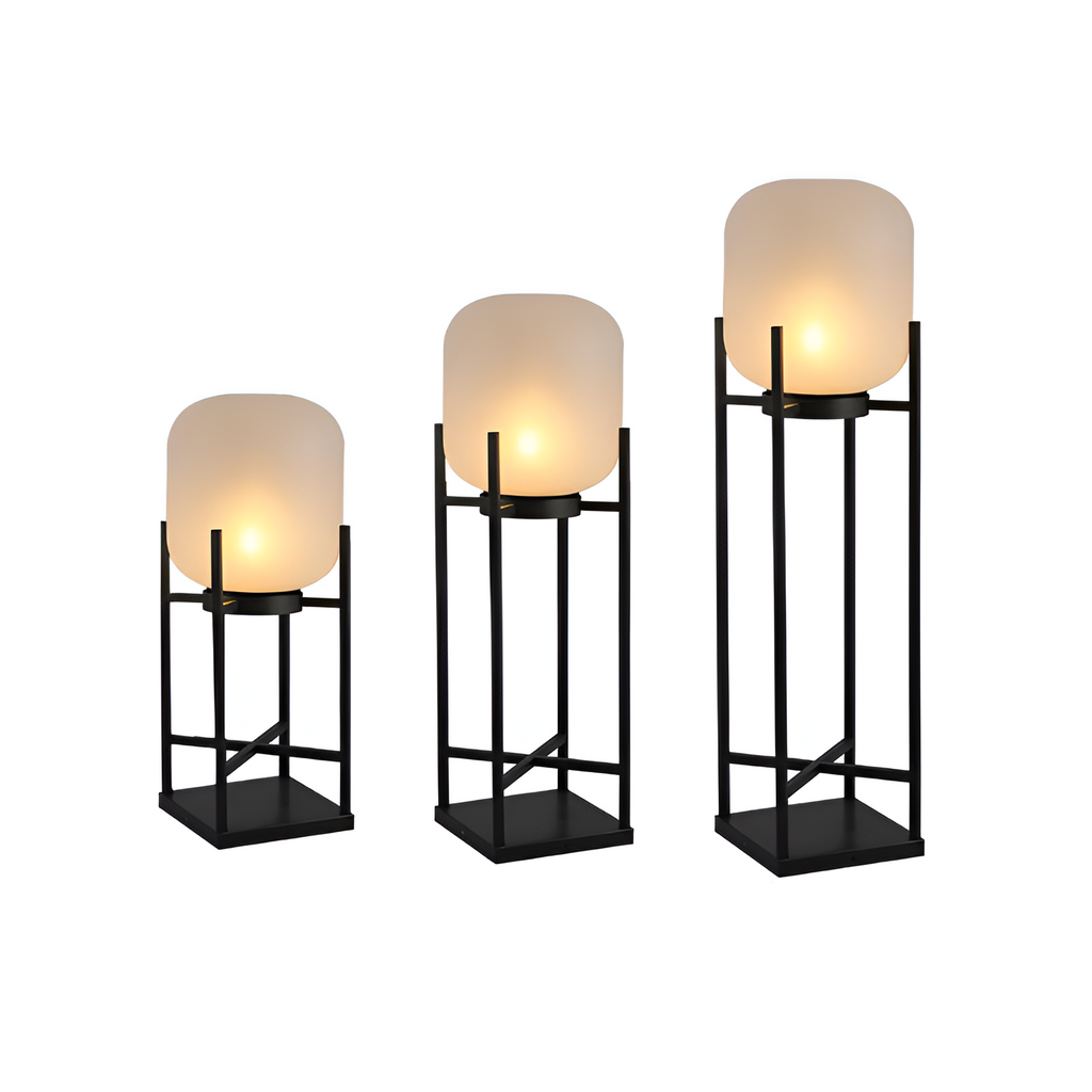 Geometrisk Industriel Solcelle Gulvlampe - Minimalistisk
