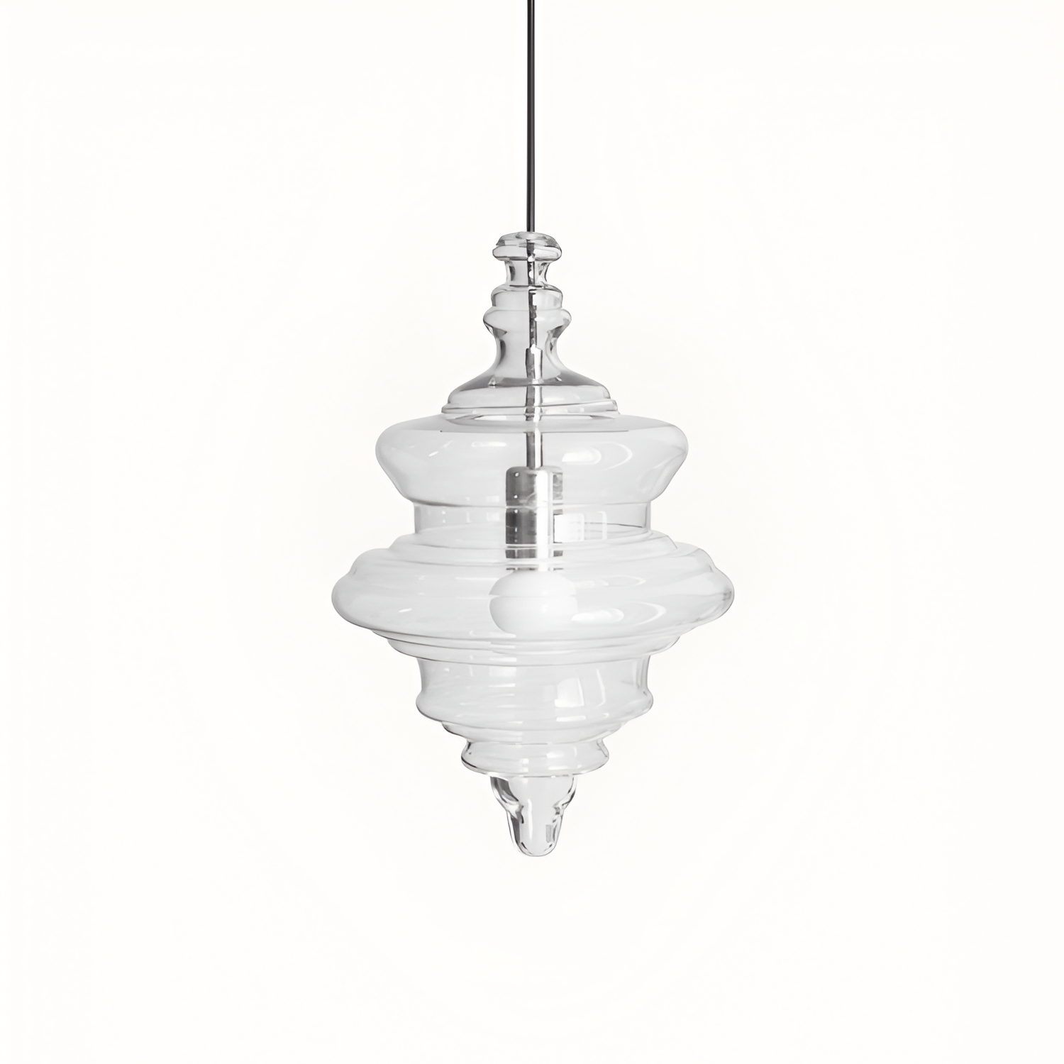 Skulpturel Rillet Glaspendel - Minimalistisk