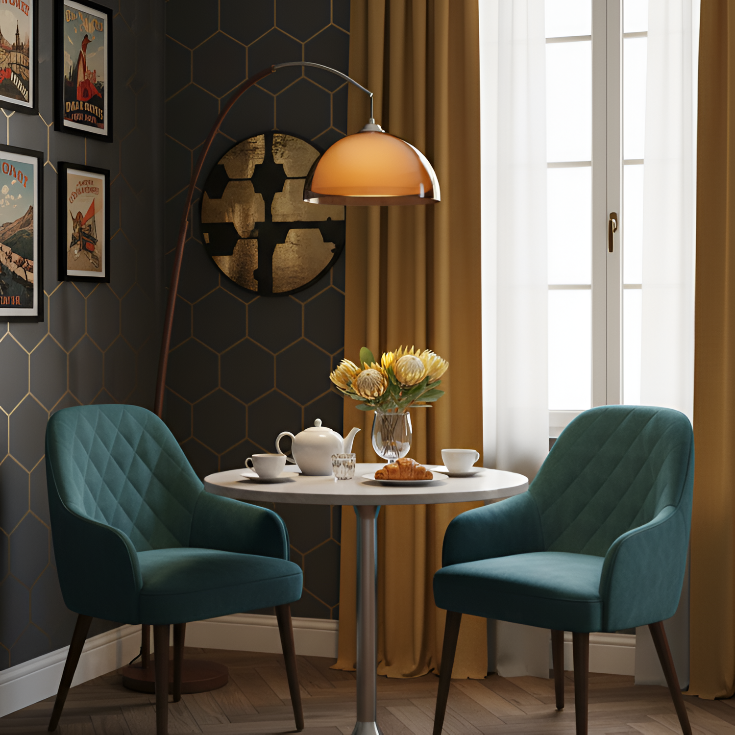 Mid-century Moderne Buegulvlampe - Justerbar