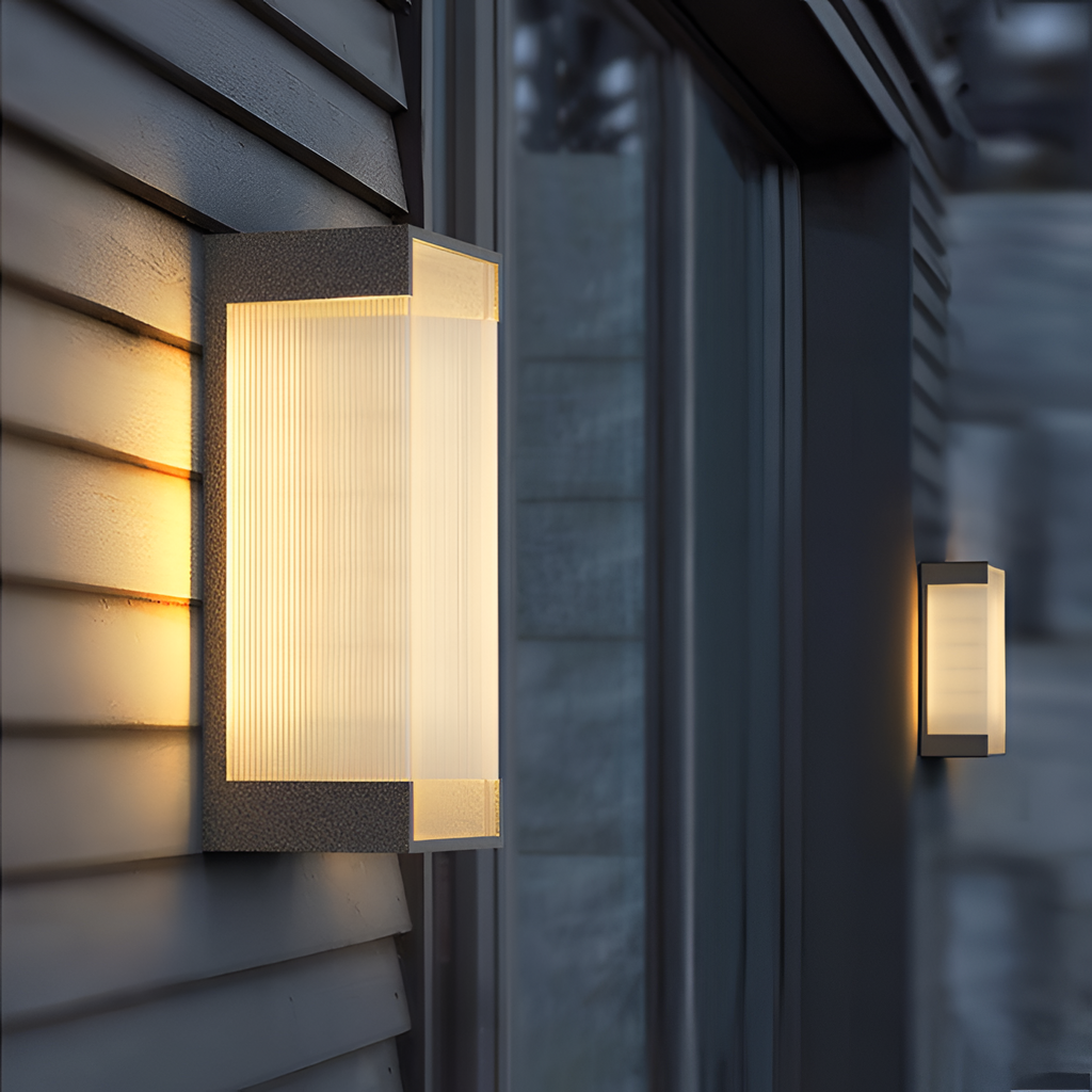 Rektangulær Solenergi Rillet Væglampe - Minimalistisk