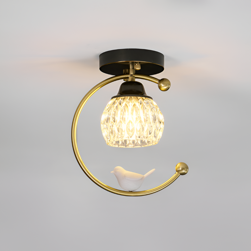 Crescent-figur med struktureret loftlampe – lysdæmpbar