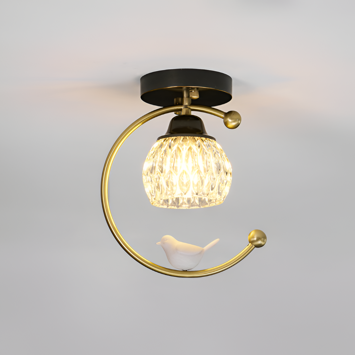 Crescent-figur med struktureret loftlampe – lysdæmpbar