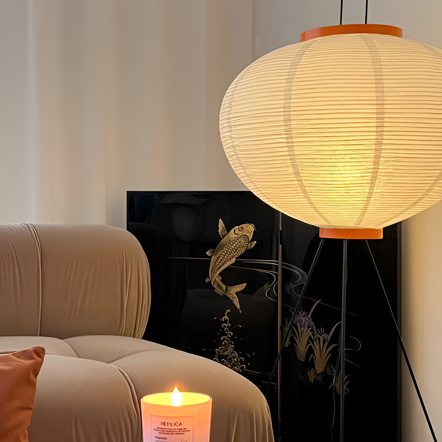 Geometrisk Papirlampe i Washi - Minimalistisk