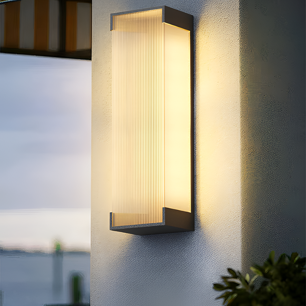 Rektangulær Solenergi Rillet Væglampe - Minimalistisk