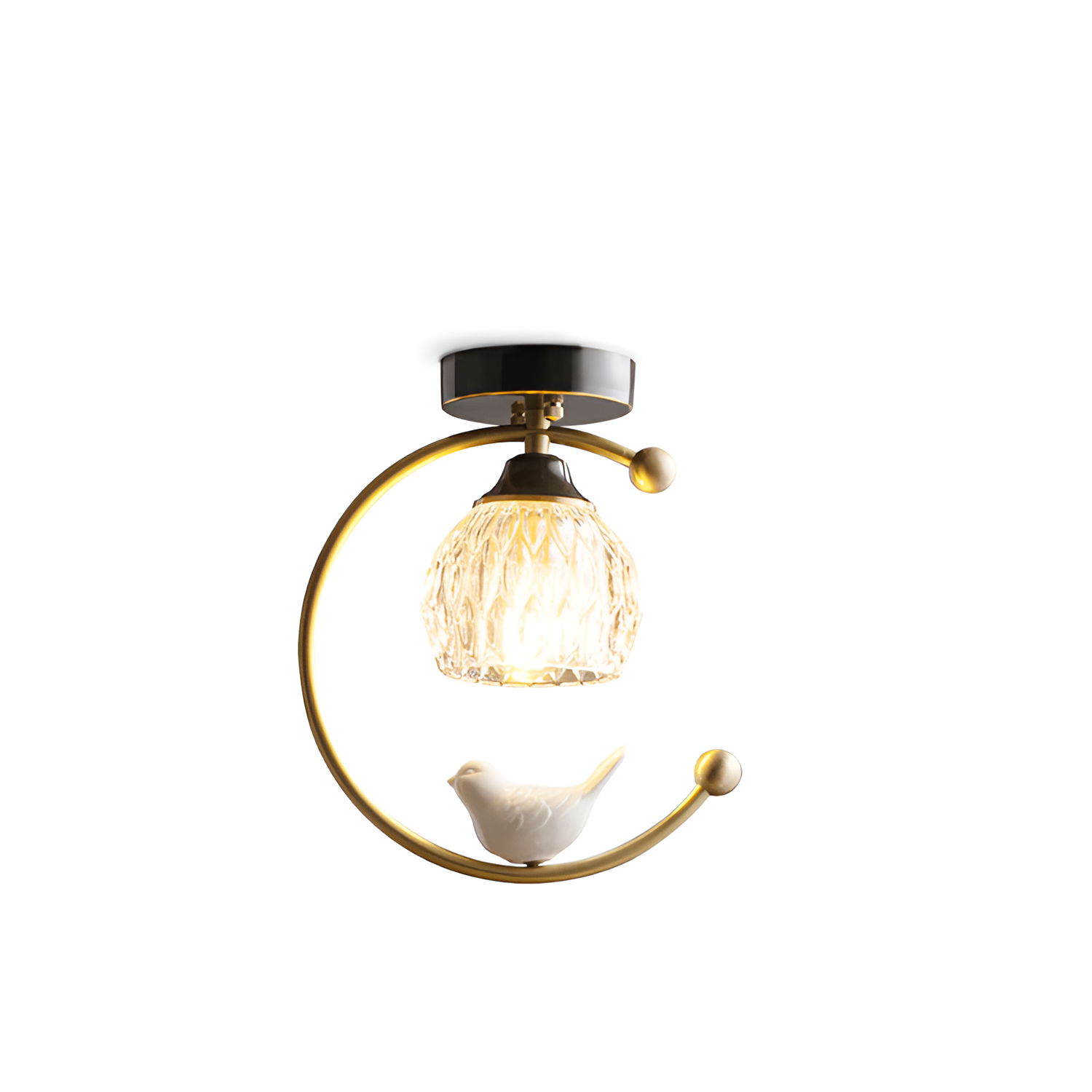 Crescent-figur med struktureret loftlampe – lysdæmpbar