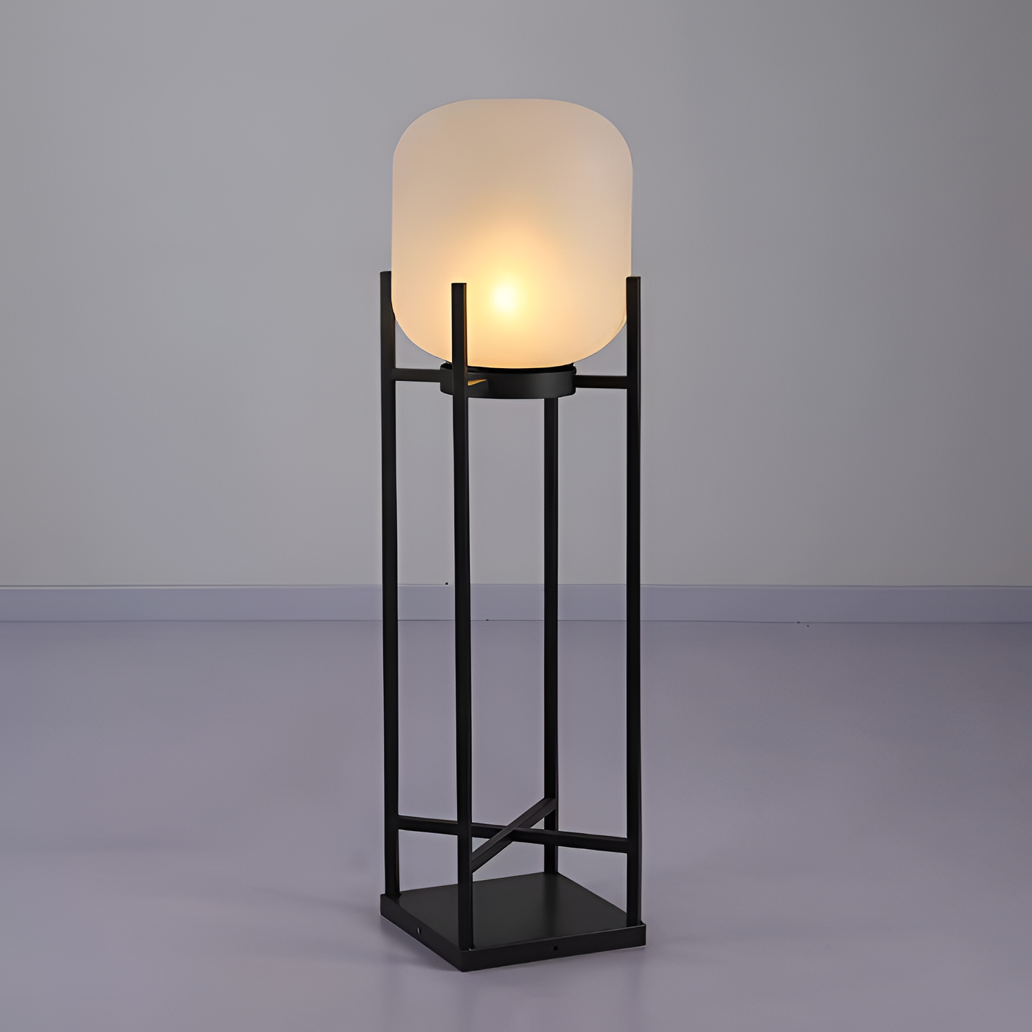 Geometrisk Industriel Solcelle Gulvlampe - Minimalistisk