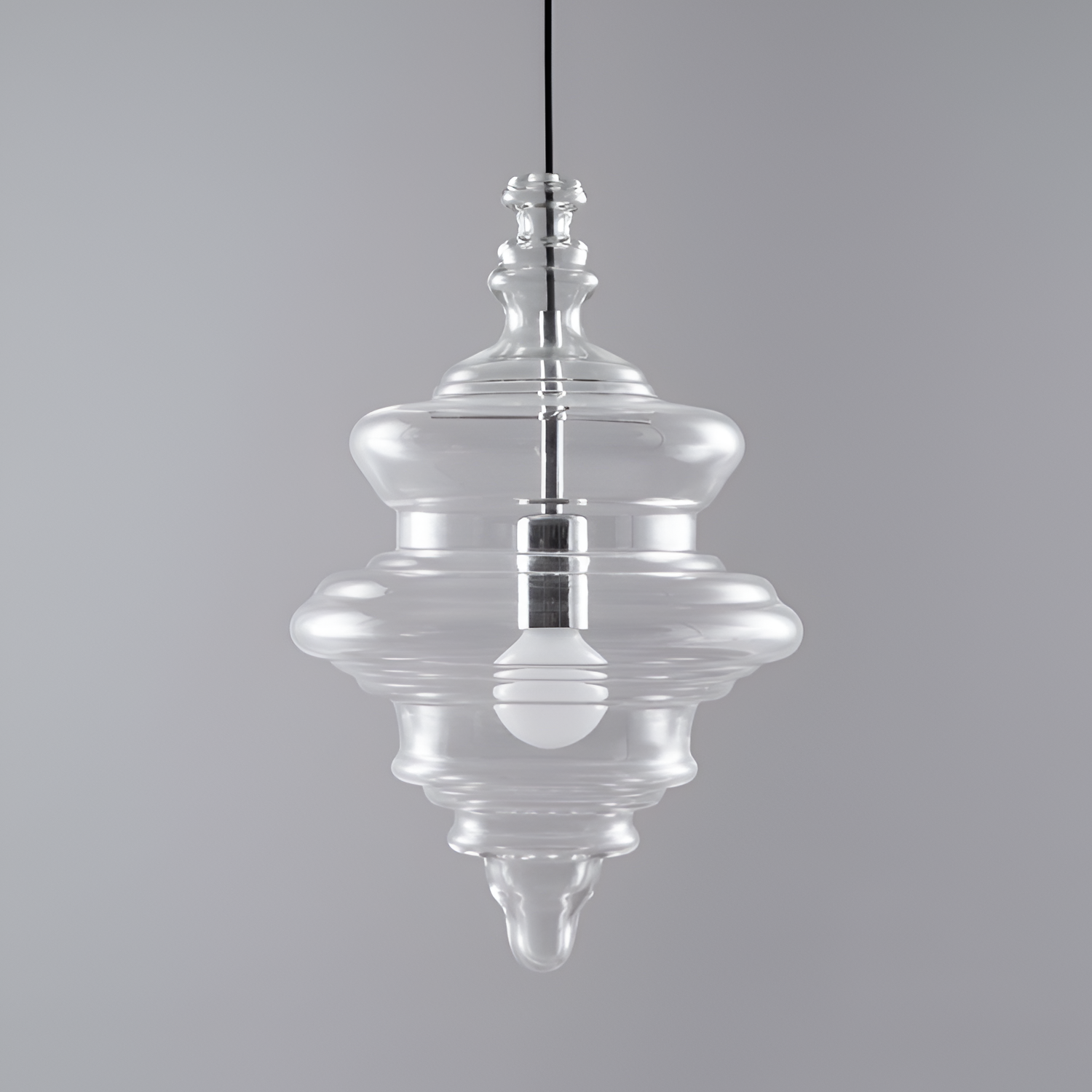 Skulpturel Rillet Glaspendel - Minimalistisk