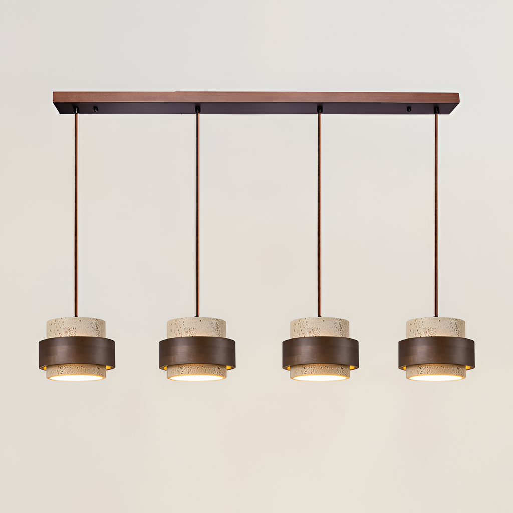 Industriel Travertin Træ Pendel - Minimalistisk