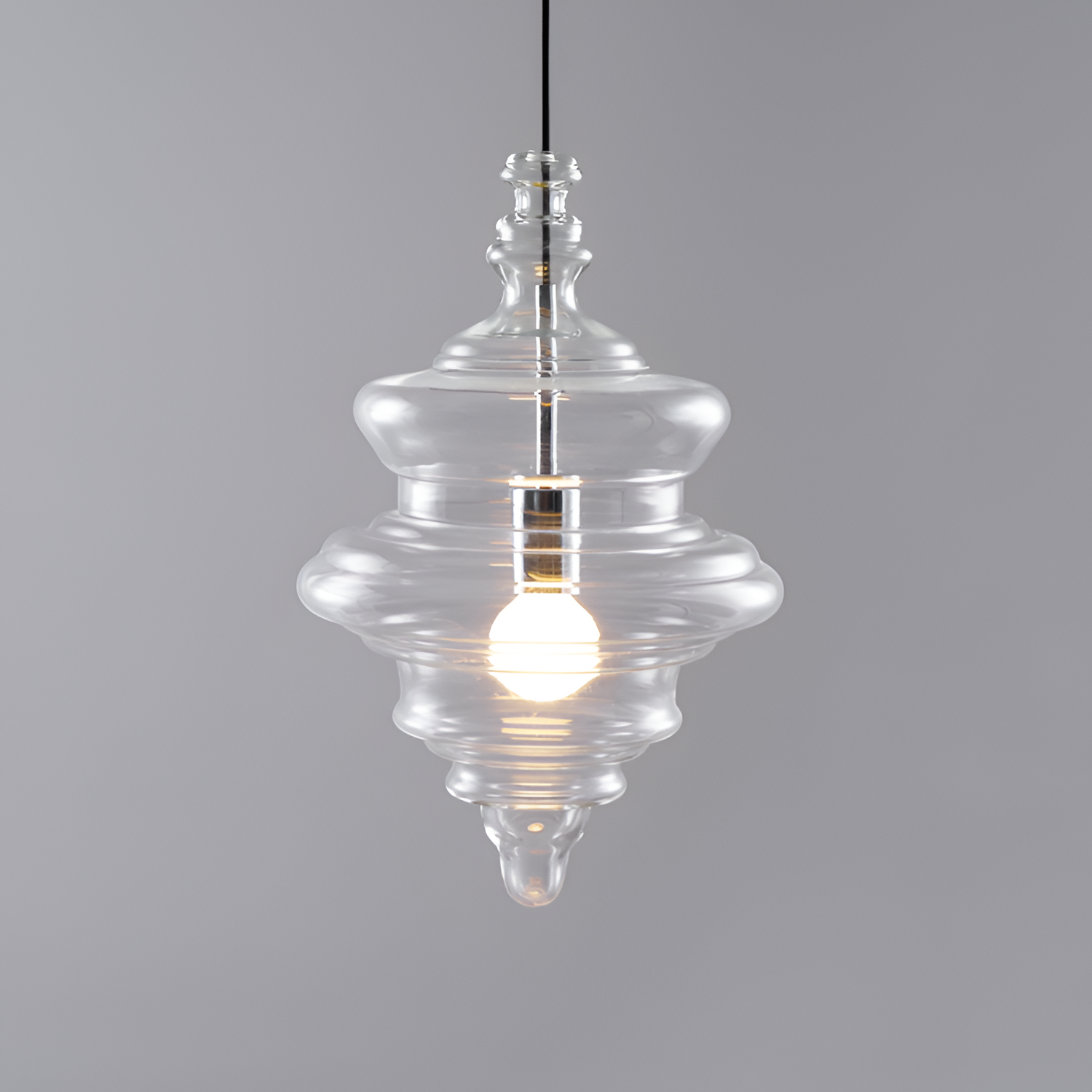 Skulpturel Rillet Glaspendel - Minimalistisk