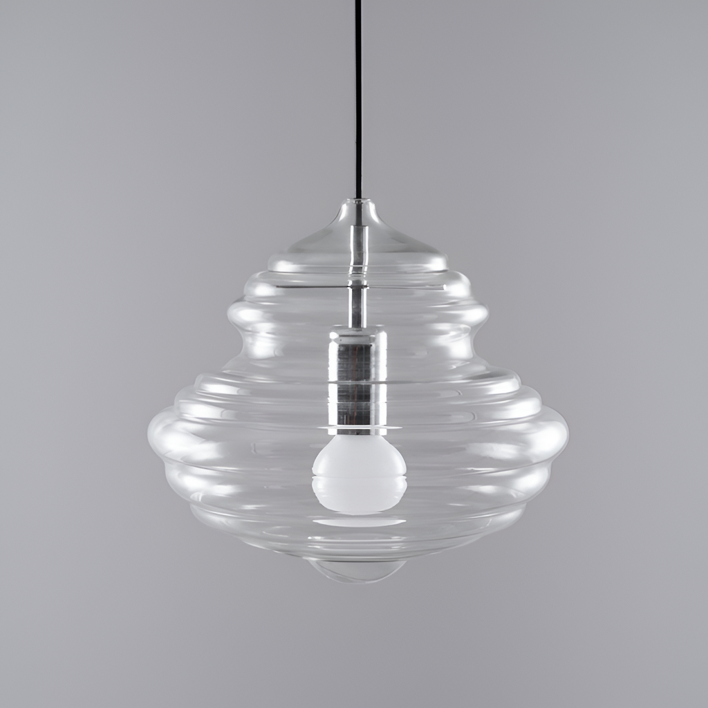 Skulpturel Rillet Glaspendel - Minimalistisk