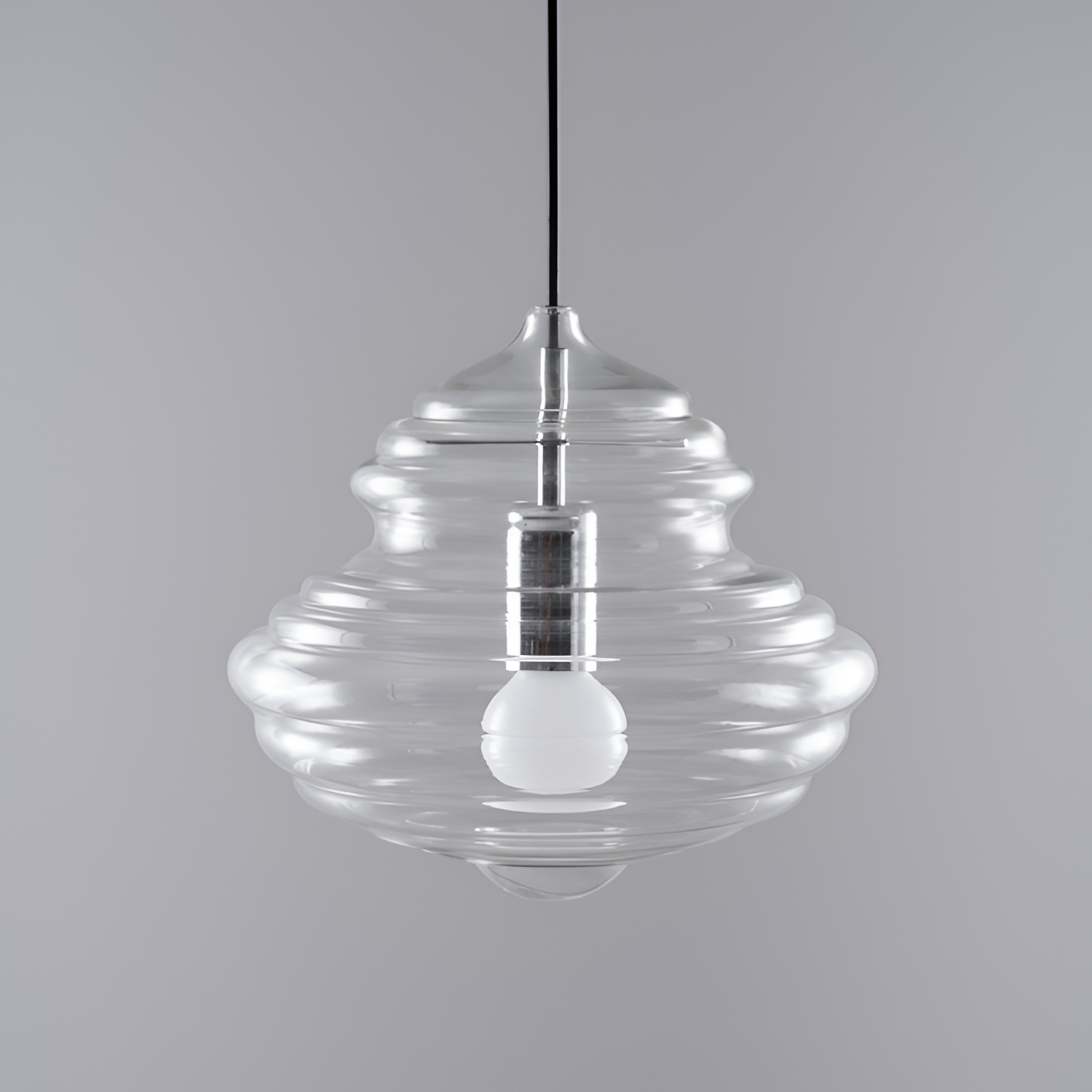 Skulpturel Rillet Glaspendel - Minimalistisk