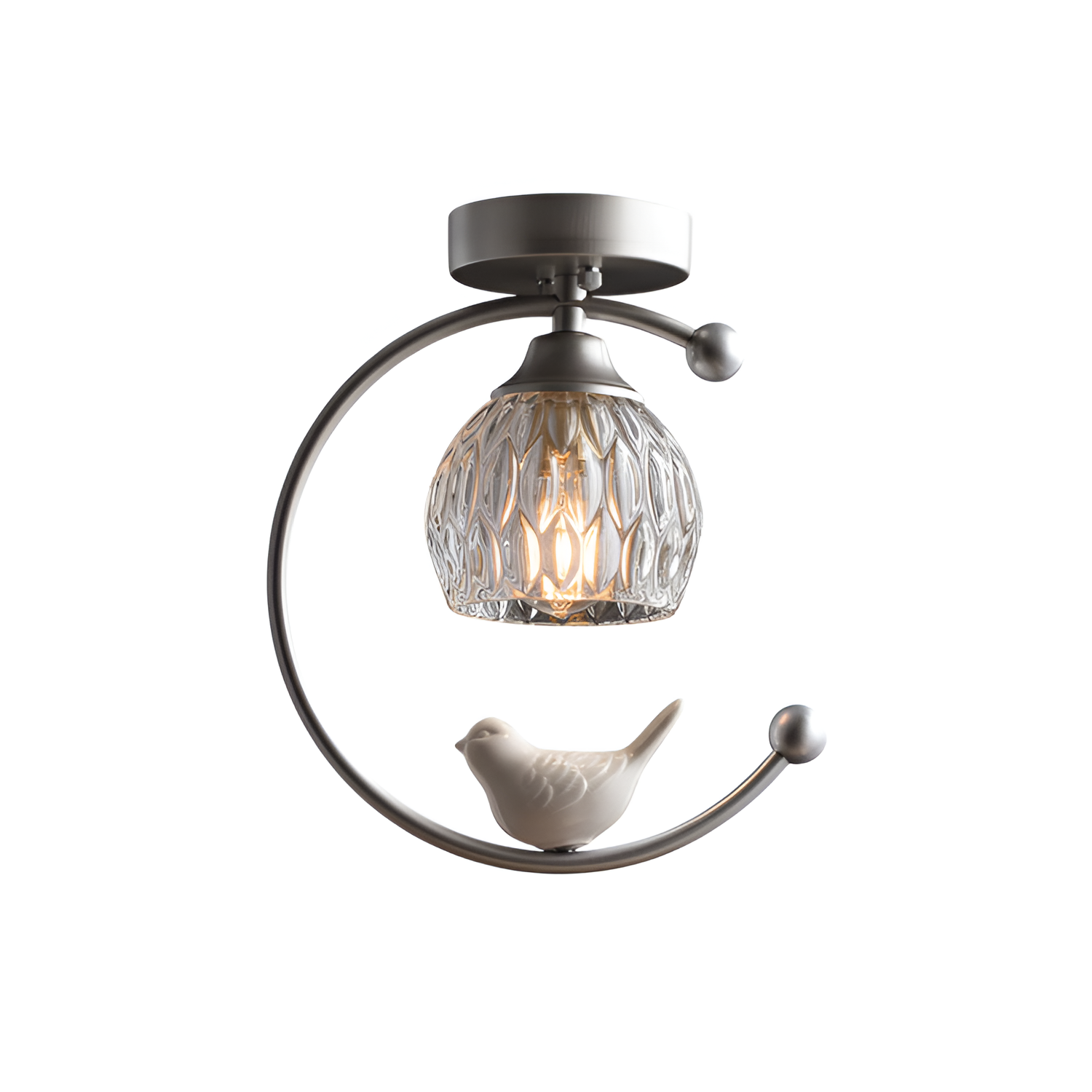 Crescent-figur med struktureret loftlampe – lysdæmpbar