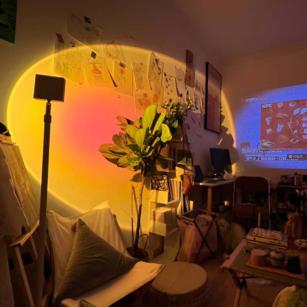 Sunset Projektionsgulvlampe - Gylden Time Stemningsbelysning