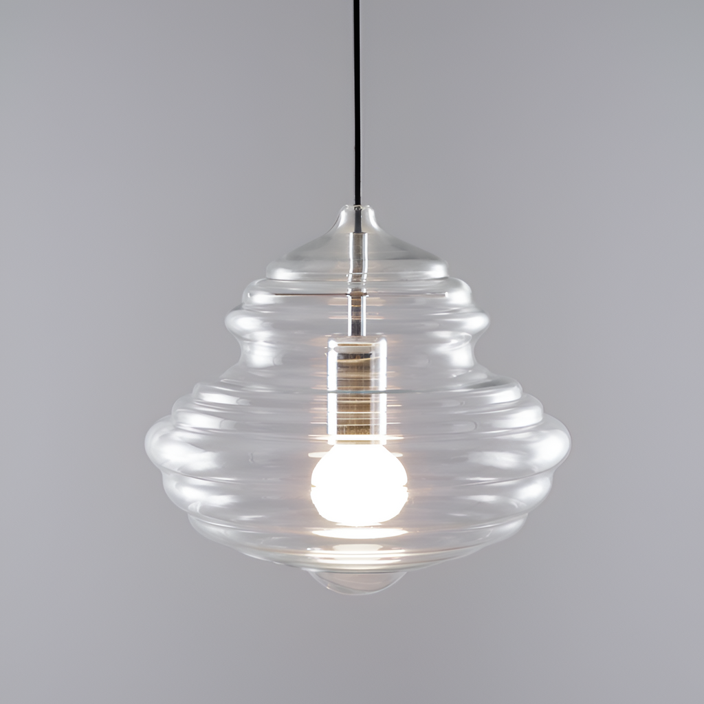 Skulpturel Rillet Glaspendel - Minimalistisk