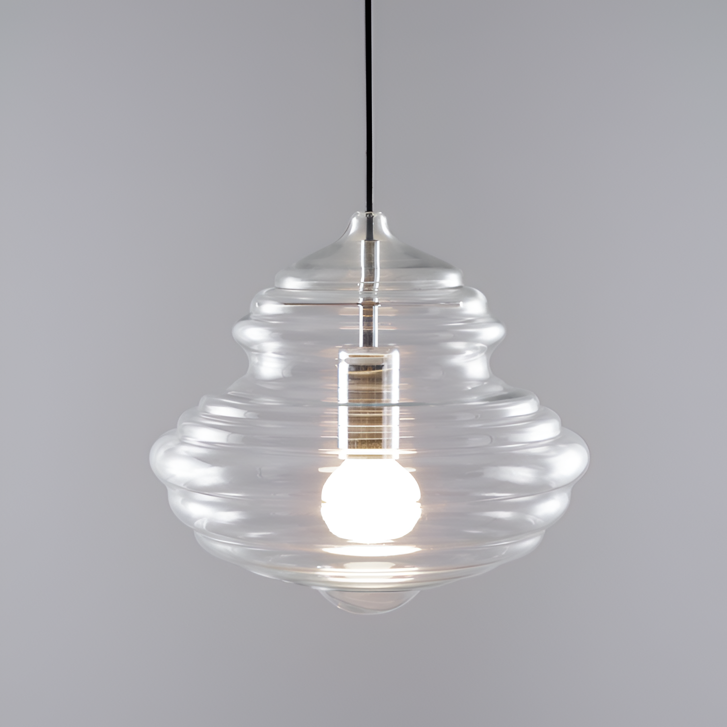 Skulpturel Rillet Glaspendel - Minimalistisk