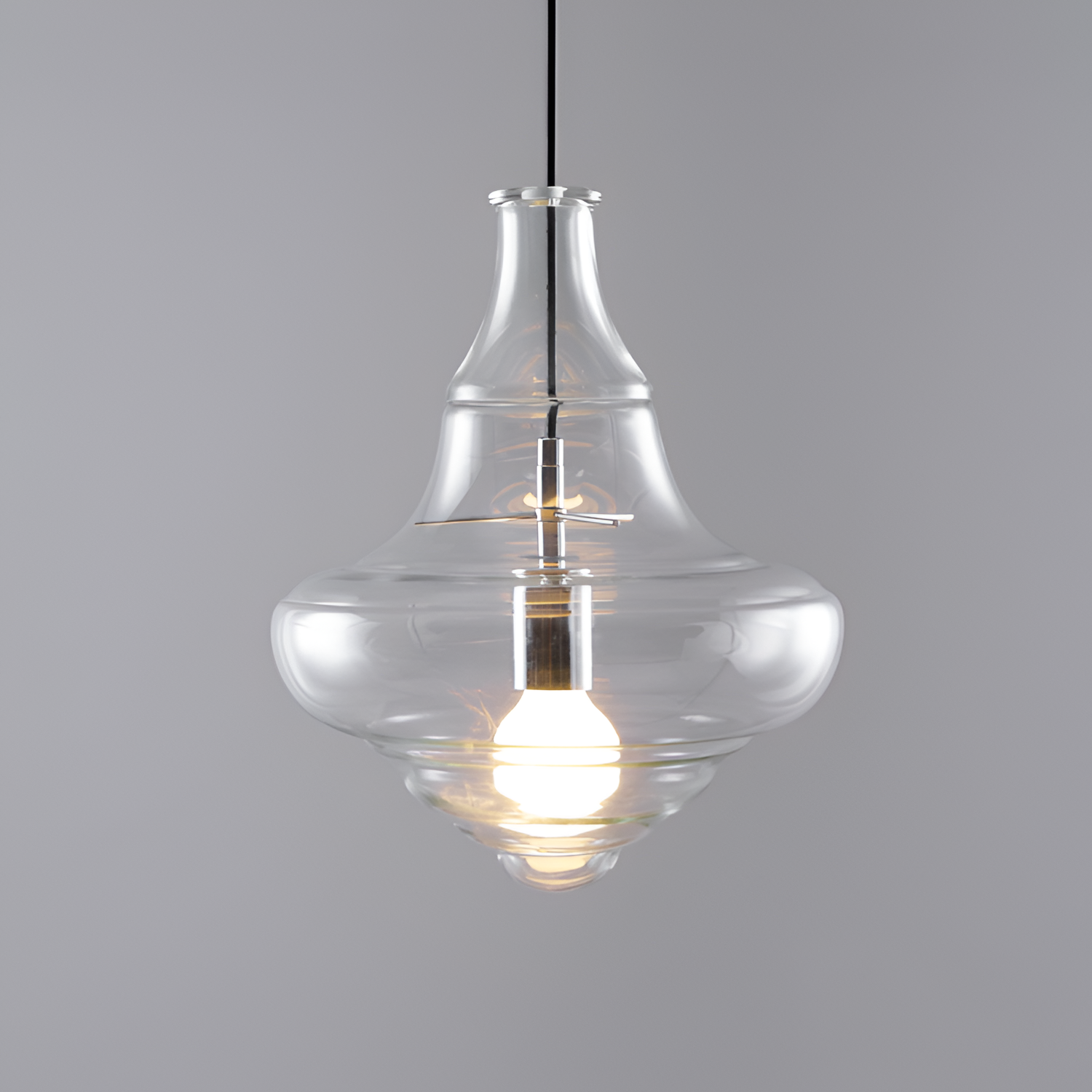 Skulpturel Rillet Glaspendel - Minimalistisk