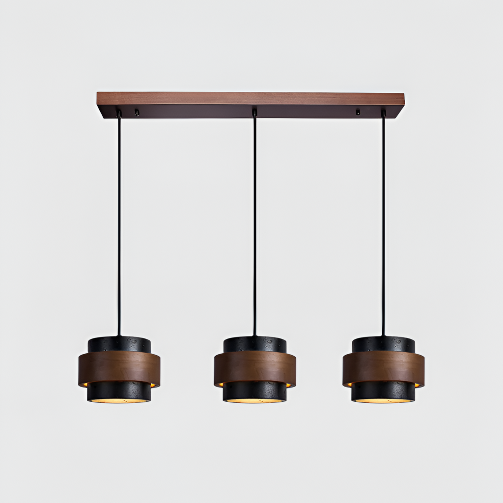 Industriel Travertin Træ Pendel - Minimalistisk