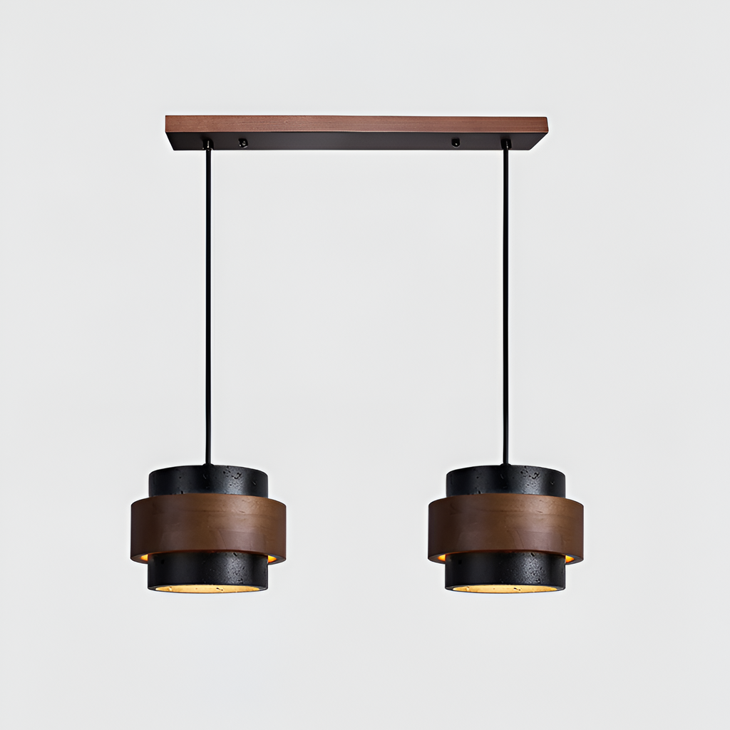 Industriel Travertin Træ Pendel - Minimalistisk