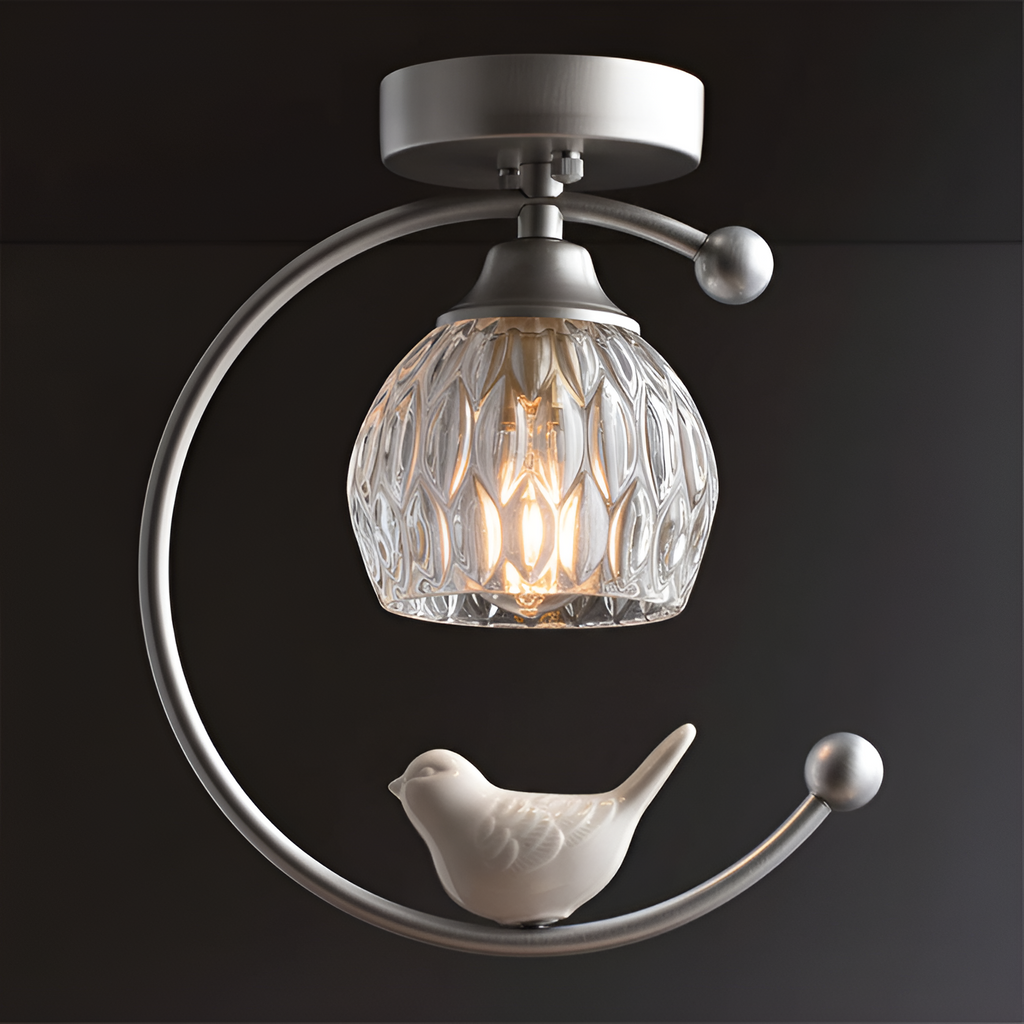 Crescent-figur med struktureret loftlampe – lysdæmpbar