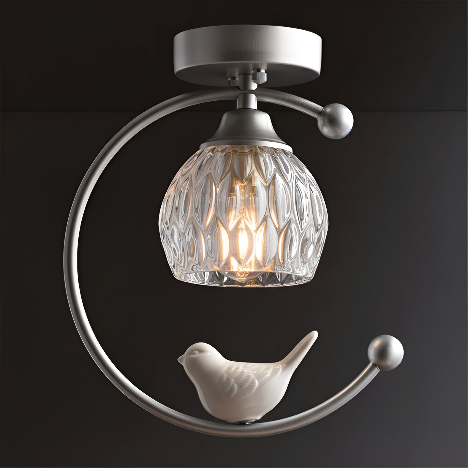 Crescent-figur med struktureret loftlampe – lysdæmpbar