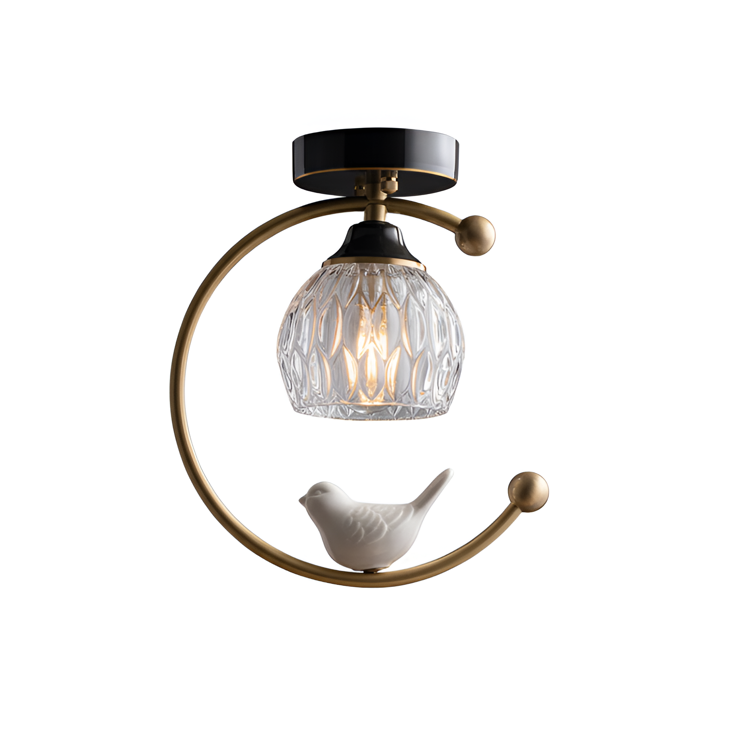Crescent-figur med struktureret loftlampe – lysdæmpbar