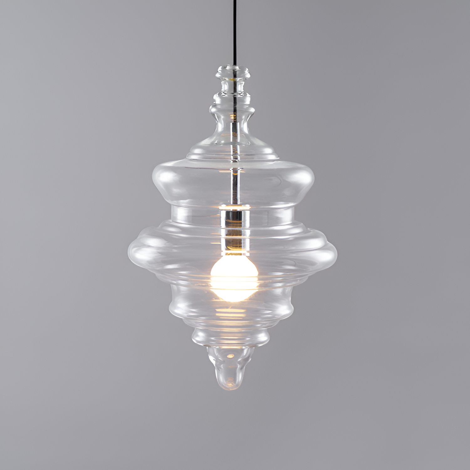 Skulpturel Rillet Glaspendel - Minimalistisk