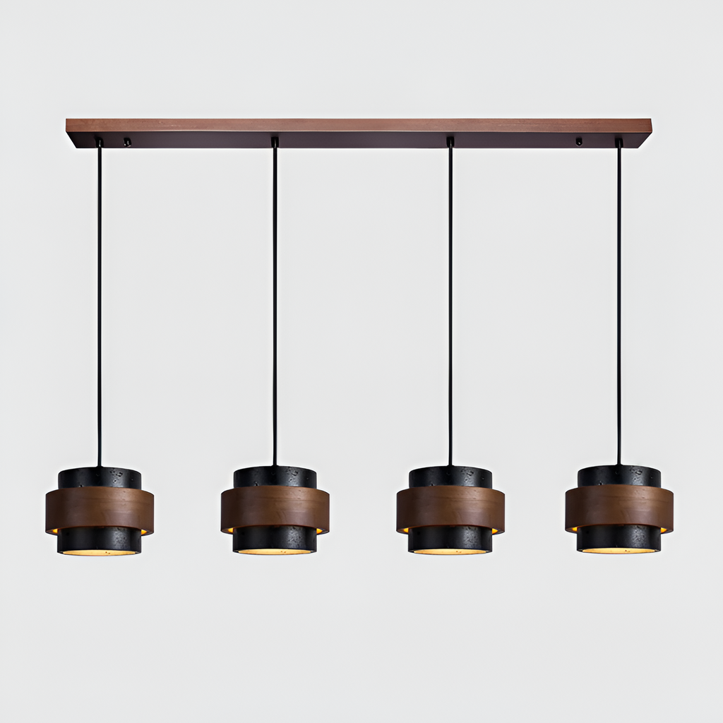 Industriel Travertin Træ Pendel - Minimalistisk