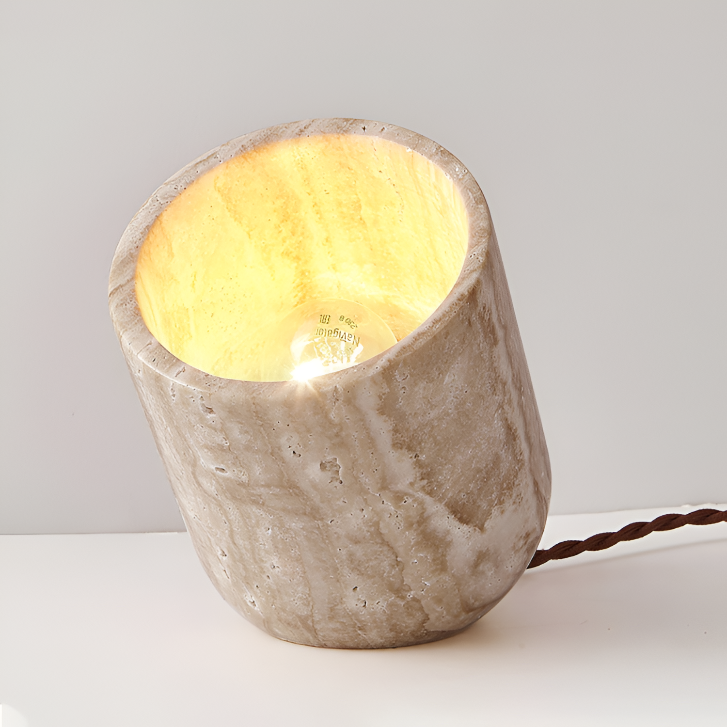 Struktureret Cylinderformet Bordlampe - Abstrakt