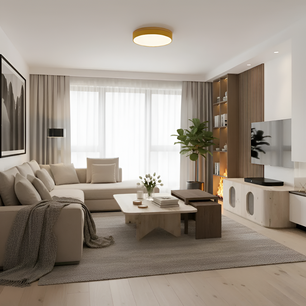 Skandinavisk Loftlampe med Træ - Moderne Hjemmebelysning