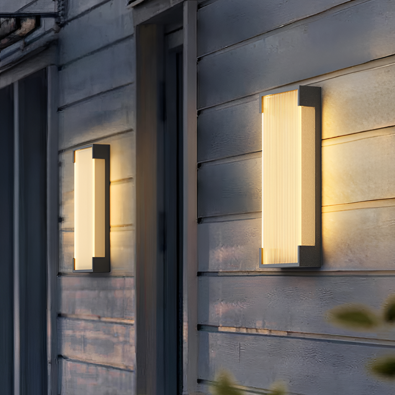 Rektangulær Solenergi Rillet Væglampe - Minimalistisk