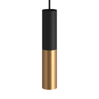 Sort og Messing Pendellampe - Moderne Cylindrisk Lampe