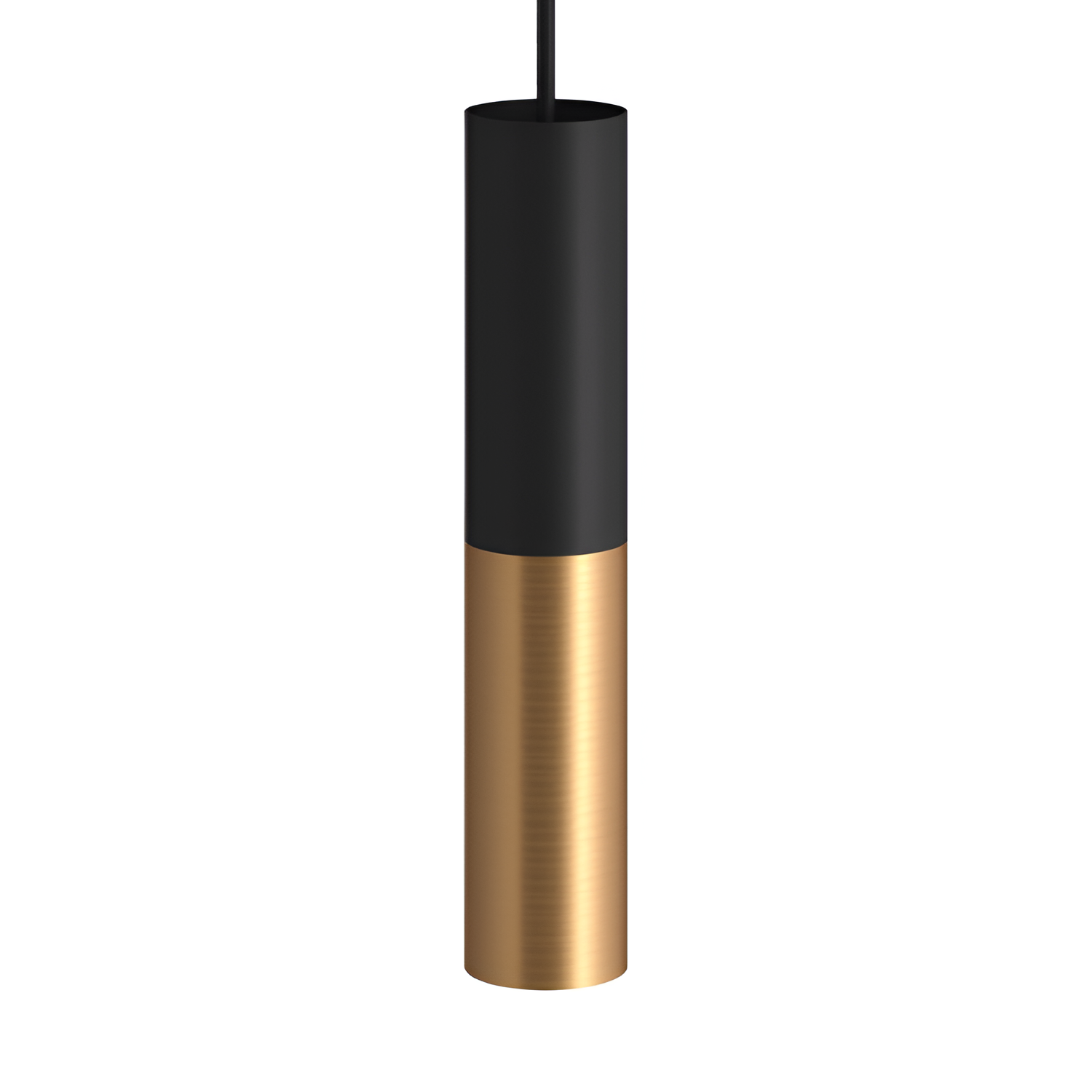 Sort og Messing Pendellampe - Moderne Cylindrisk Lampe
