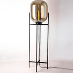 Industriel Glaskapsel Gulvlampe - Rav Røg Klar