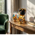 Stained Glass Mops Bordlampe - Farverig Dyreindretning