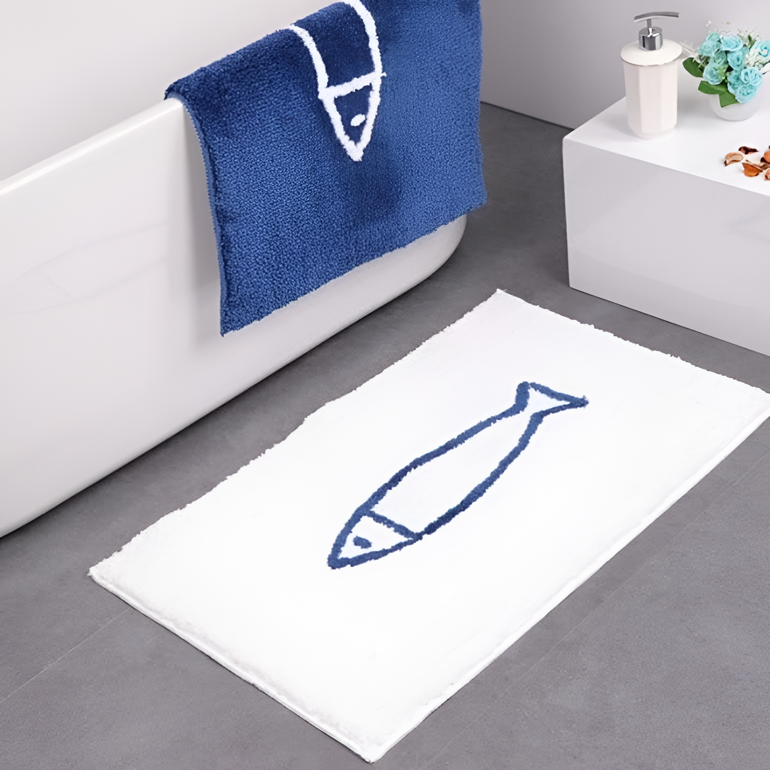Minimalistisk Tekstureret Bademåtte - Absorberende