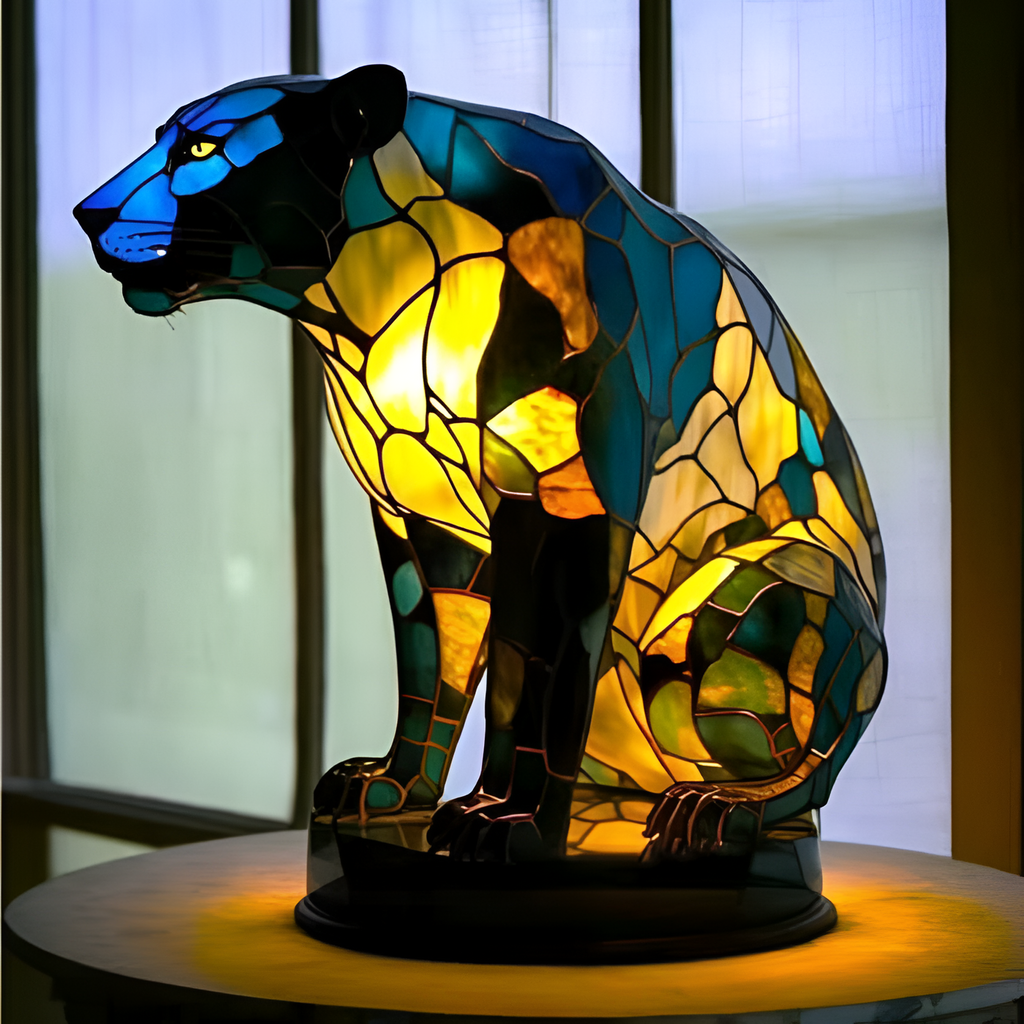 Kunstnerisk Led-natlampe Med Hundemosaik – Dekorativ