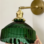 Grøn Væglampe I Rillet Glas - Vintage Stil Til Stuen