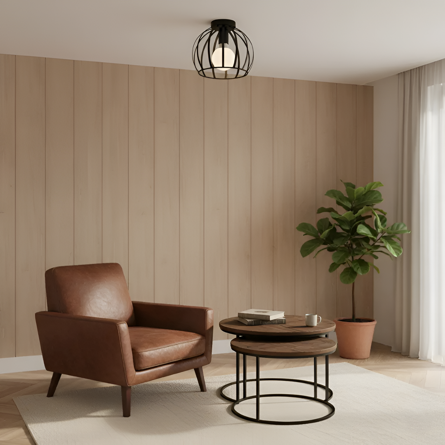 Sort Loftlampe i Industristil - Moderne Ganglampe