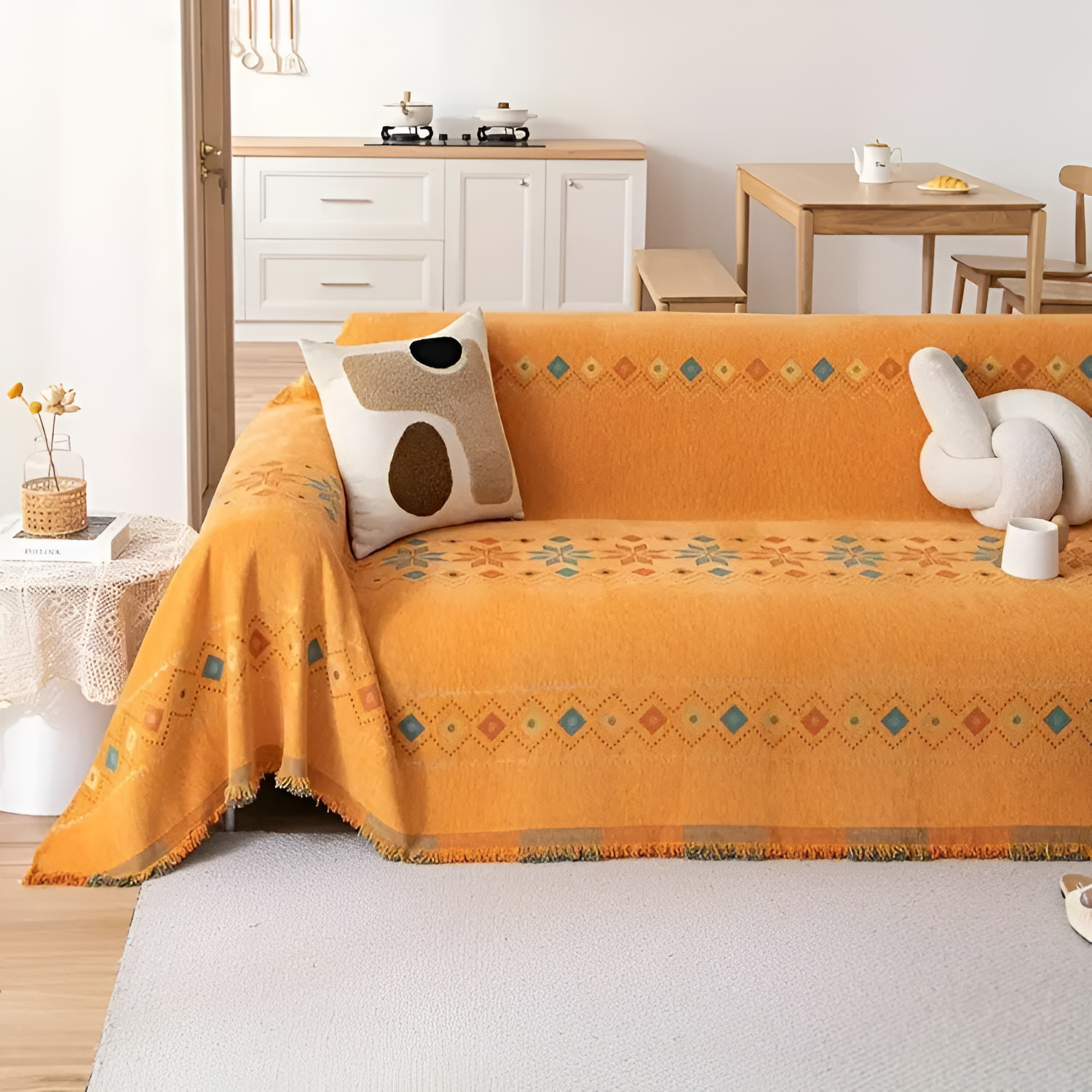 Geometrisk Sofa tæppe med Tekstureret - Boho